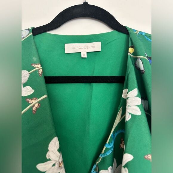 Borgo de Nor Green Garden of Eden Print Maxi Dress GUC US Size 4 with Tie Wrap - Picture 9 of 15